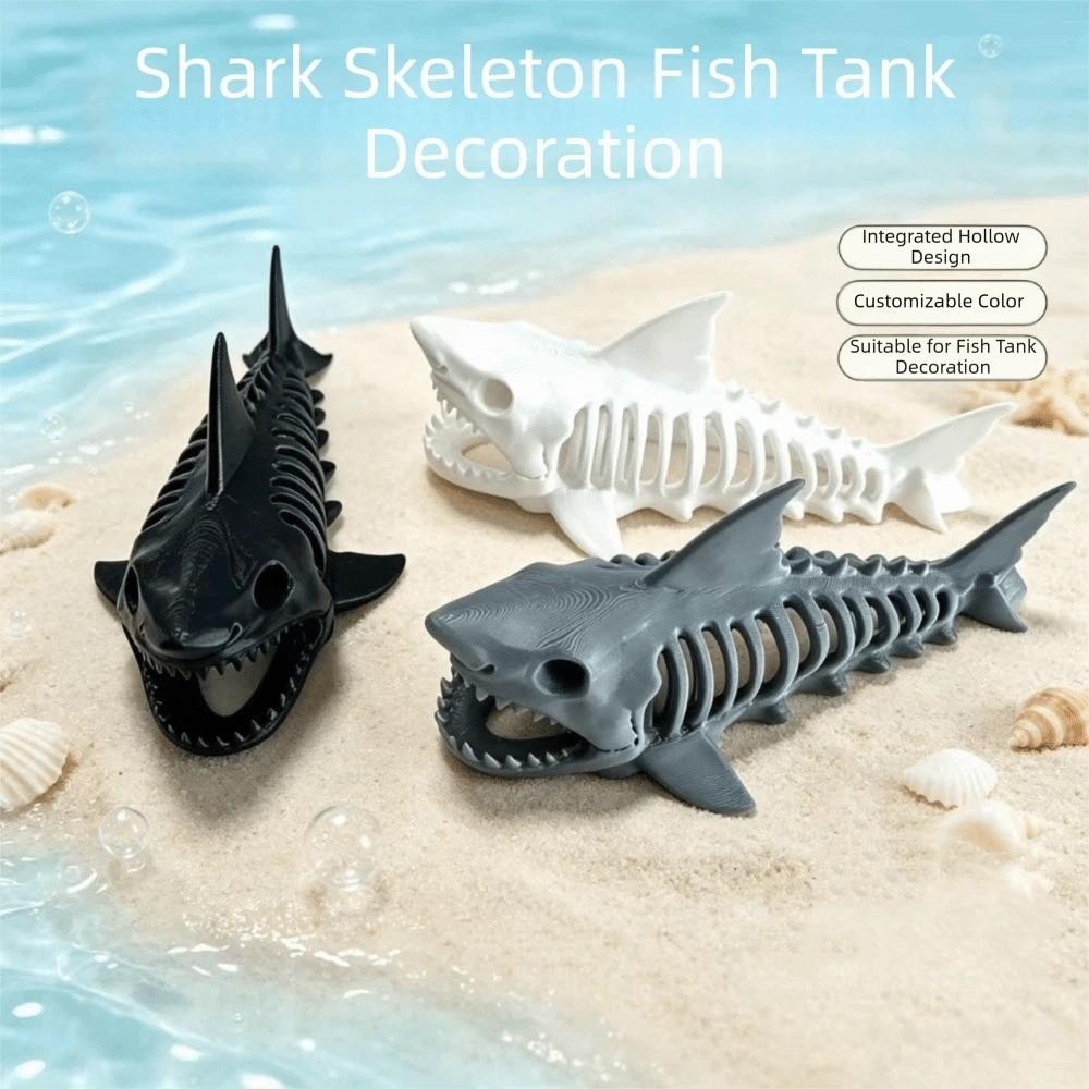 3D Printed Shark Skeleton Hideaway House Unpainted Aquarium Underground Cave Aquarium
