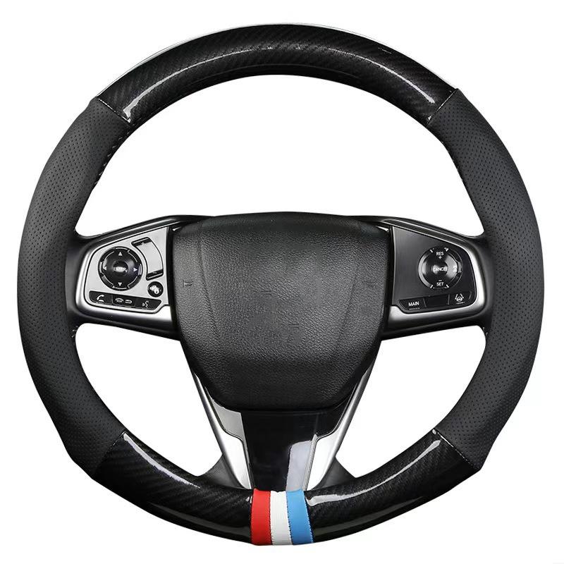 Suede Carbon Fiber Steering Wheel Cover Universal for Car Interior Breathable AntiSlip Fit for Most Vehicles