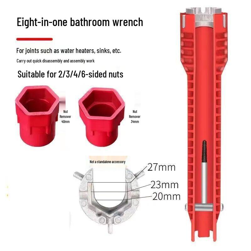 Multifunctional 8-in-1 Bathroom Sink Plumbing Wrench Tool