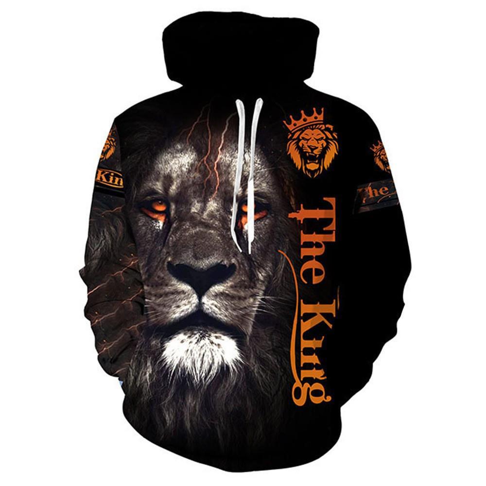 Весенне-осенняя модная мужская толстовка с 3D принтом льва, уличная одежда, одежда для пар, пуловеры с длинными рукавами для бега, повседневный спортивный костюм