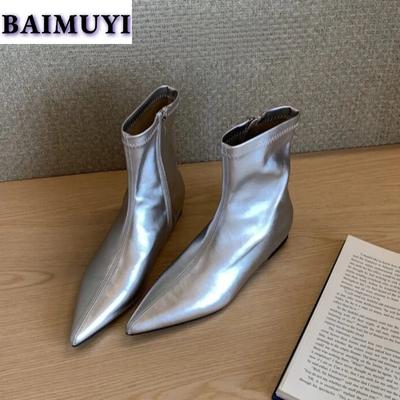 Женские ботильоны с острым носком на высоком каблуке, туфли челси, женская обувь на осень 2024 года, роскошные туфли-лодочки для вечеринок из мягкой кожи в готическом стиле Botas Mujer