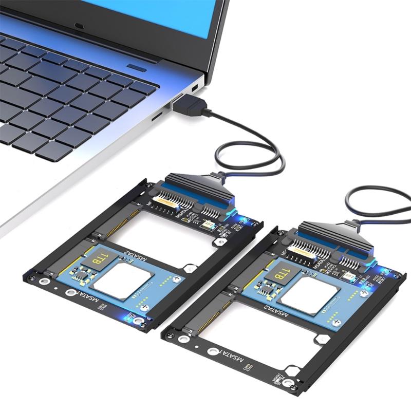 Metal Case Double mSATA SSDs To 2.5inch SATA3.0 6Gbps Adapter Card Socket mSATA to SATA3.0 Adapter Risers mSATA SSDs Adapter