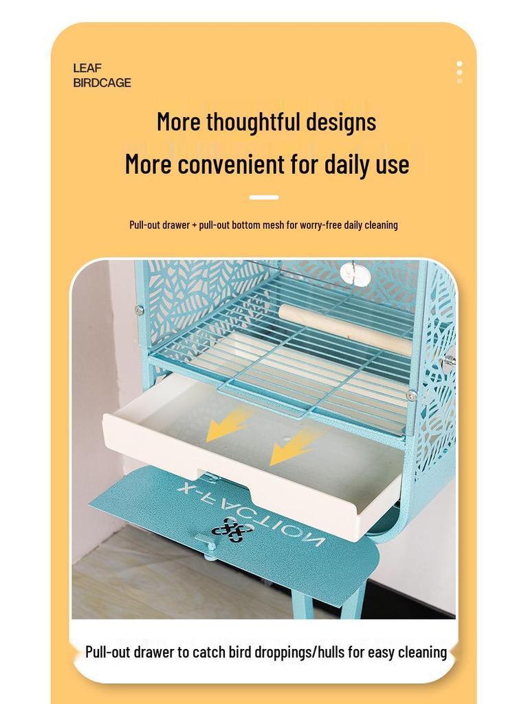 Golden Luxury Bird Villa: Parrot & Cockatiel Floor-Standing Birdcage