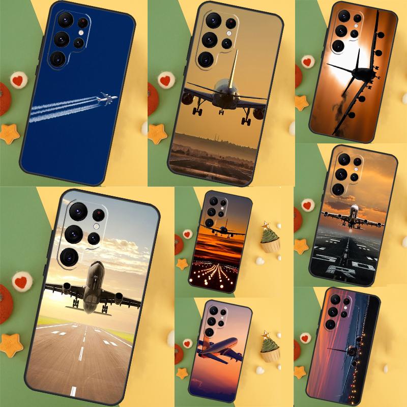 Чехол с рисунком самолета для Samsung Galaxy S24 S23 S22 Ultra S21 S20 FE Note 20 Note 10 S8 S9 S10 Plus