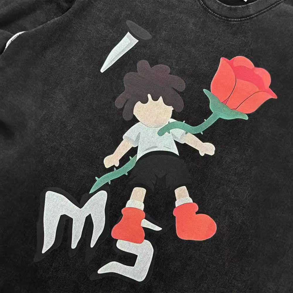230G fabric cotton T European size cross-border retro hip-hop original cartoon short-sleeved t-shirt beauty