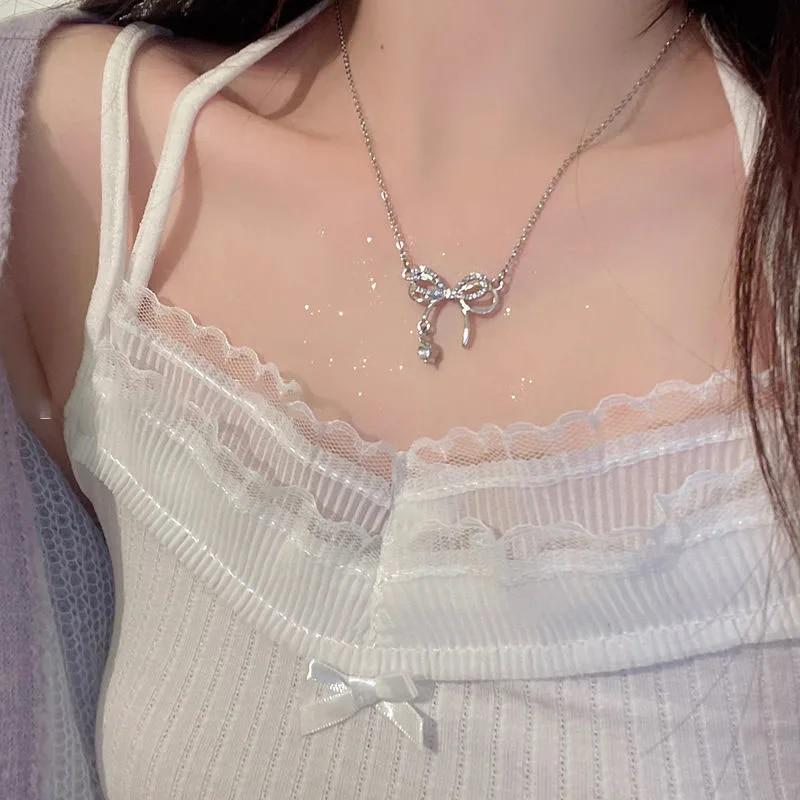 Kpop Y2K Aesthetic Butterfly Pendant Necklace for Women Hip Hop Vintage Double Chain Heart Necklaces Girls Gifts Jewelry