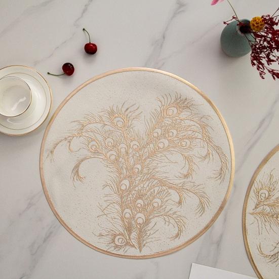 Круглый термостойкий коврик для столовых приборов из золотого ПВХ, защитный коврик для стола, противоожоговые изолированные салфетки для столовых приборов для домашней столовой, свадебной кухни