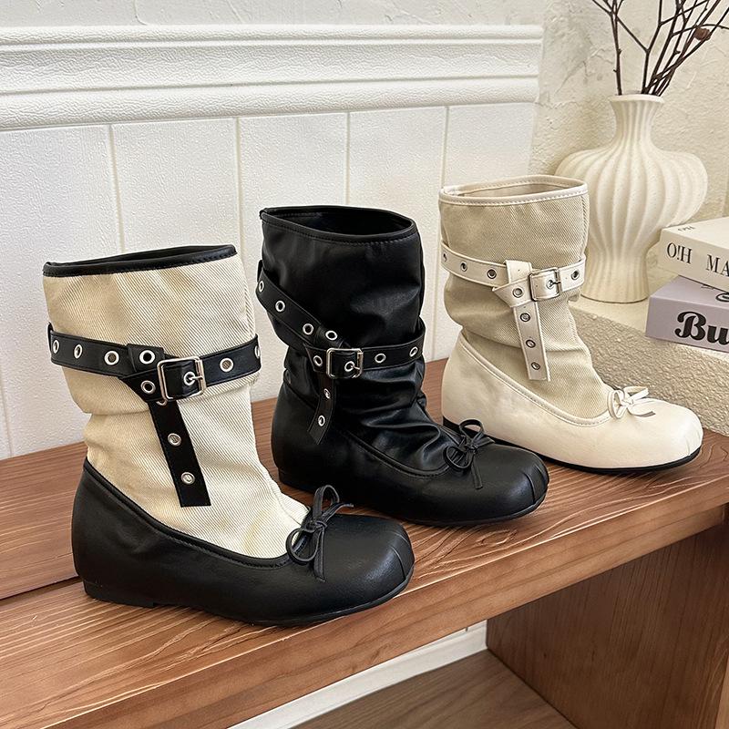 Retro French platform boots, women's autumn new models, small people are thin and tall, and high-end trousers and short boots.