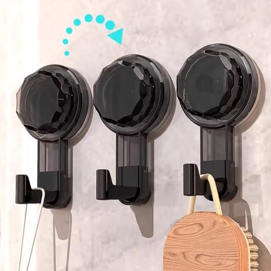 Rotating Suction Cup Hook with Vacuum Lock Heavy-Duty No-Drill Adhesive Hook for Bathroom Kitchen Door Removable Reusable Space-Saving Organizer for