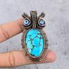 Подвеска из тибетской бирюзы и синего глаза, ювелирное изделие из драгоценного камня, обернутое медной проволокой 999 пробы, подвеска ручной работы, на День благодарения