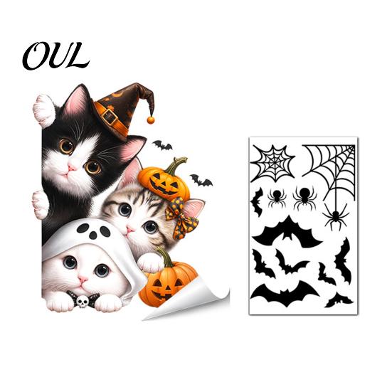 Decorative Glass Film Halloween Cartoon Ghost Window Cling, Removable Static Weatherproof Holiday Stickers Sticker, Waterproof Decal, Party