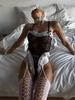 Sexy Lace Lingerie Set Open Stand Uniform Onesie Suspender Pajamas For Women Seductive Adult Female Costume