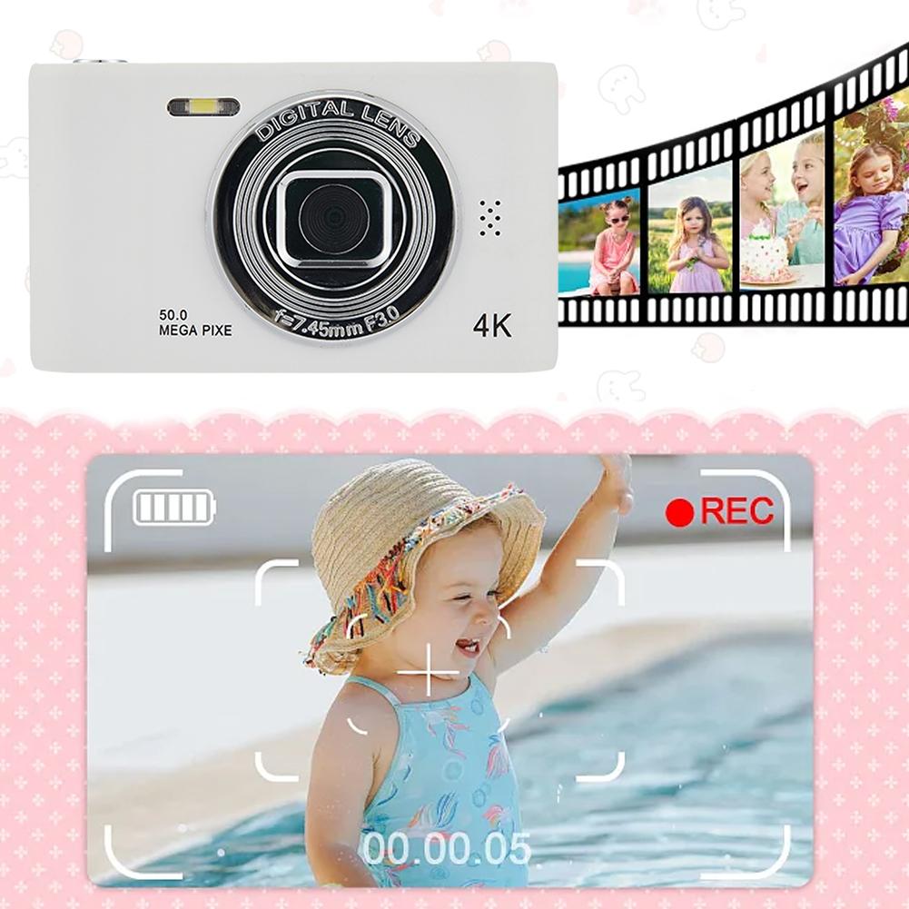 4K Campus Selfie Mini Retro Camera HD Photography Travel Selfie Camera 2.4 Inch IPS Screen Front Rear Cam Outdoor Child Camera
