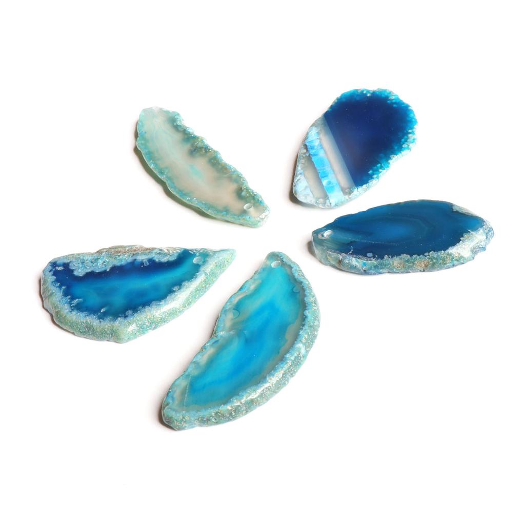 Agate Slices Irregular Agate Light Table Slices for DIY Jewelry Making Home Decoration Blue 1.2‑2in