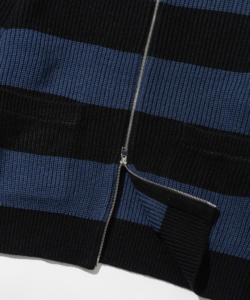 INTEMPOMOOD Block Color Zip-Up Knit_Blue & Black