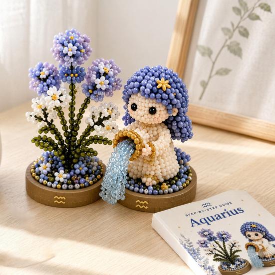 12 Zodiac Signs Bead Craft Kit DIY Beaded Garden Kit 3d Beaded Astrology Flower Kit