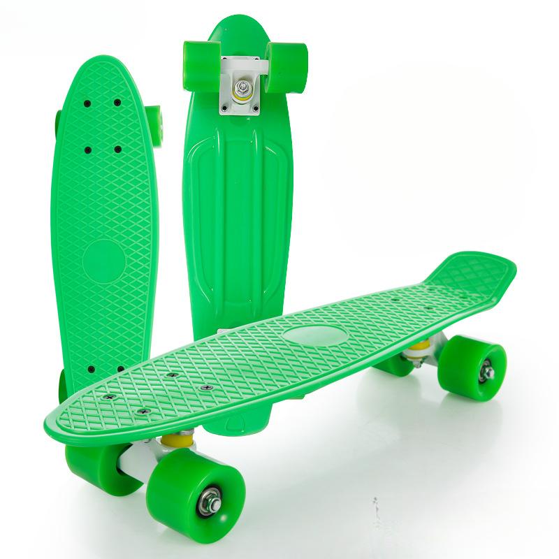 Новый пластиковый четырехколесный скейтборд-рыба с мигающим колесом, дорожный скейтборд с одним деформированным колесом