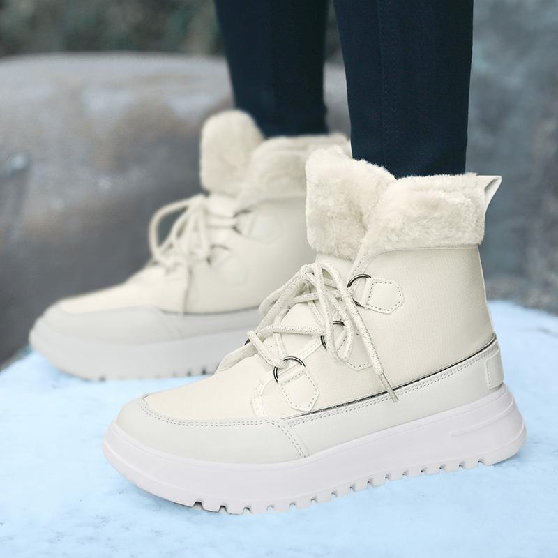 Зимние женские зимние ботинки, теплая обувь до середины икры для холодной погоды, уличная плюшевая обувь, нескользящая утепленная обувь