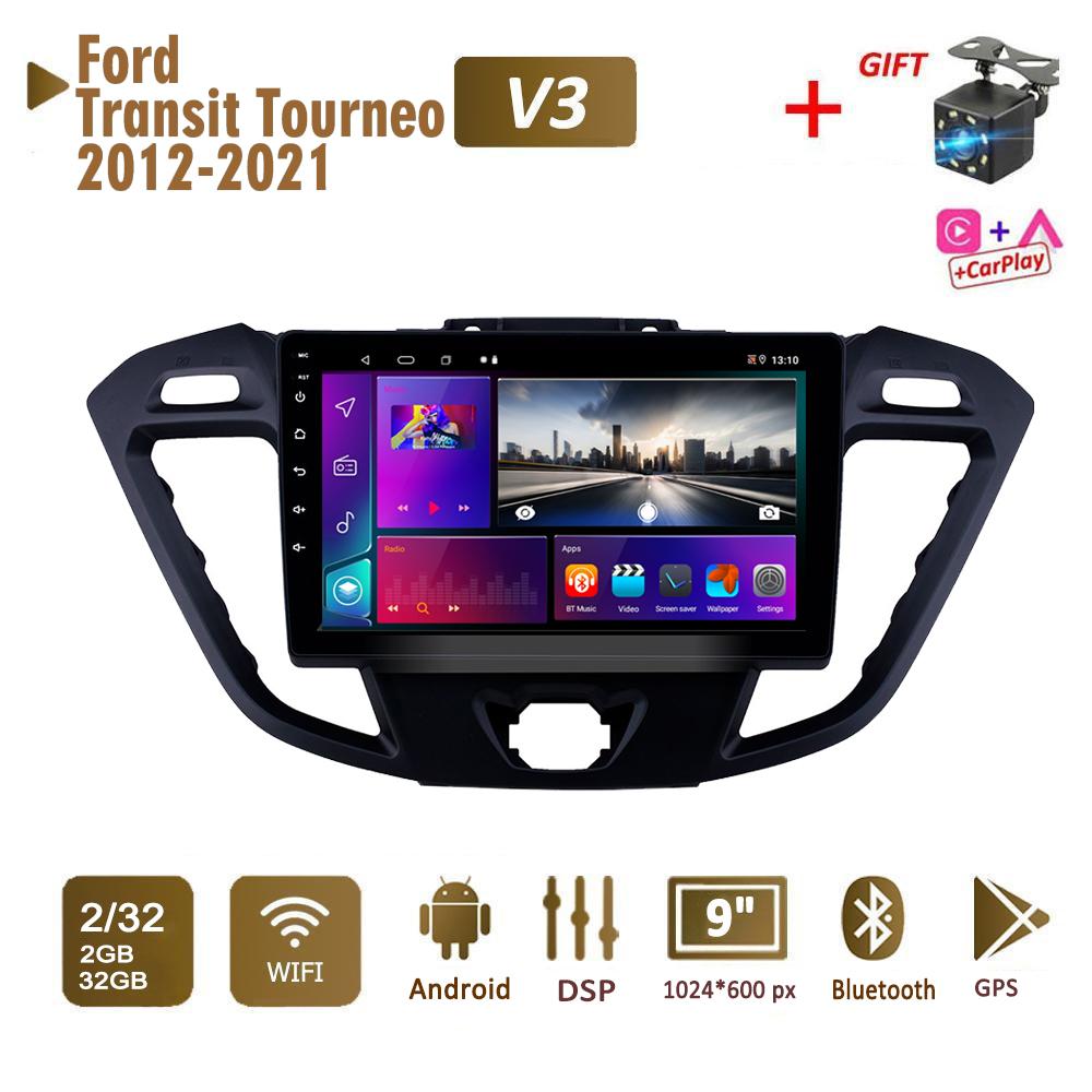 Автомобильное радио с 2Din Android для Ford Transit Tourneo Custom 2012-2021, мультимедиа Carplay, авто, Wi-Fi, головное устройство, стереонавигация, 2 + 32 ГБ