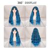 MISS WIG Длинные синие синтетические парики, натуральные волнистые с челкой, парики из высокотемпературного волокна для женщин, косплей, вечерние повседневные парики