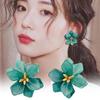 Korean Flower Petals Geometric Earrings Fashionable Exaggerated Girl Heart Earrings with Fresh Sweet and High Grade Earrings