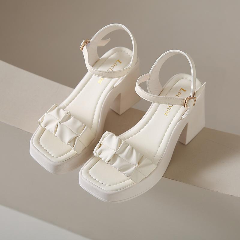 Fairy Wind Thick-soled Thick-heeled High-heeled Word with Roman Sandals, Women's Summer Wear Exquisite Matching Skirt New