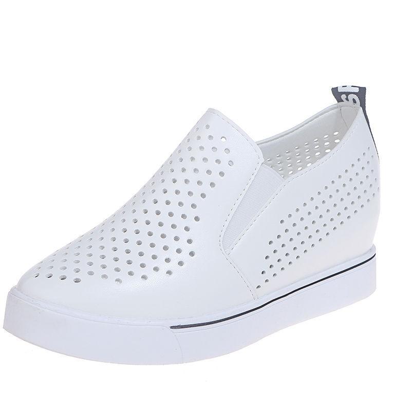 Четырехсезонная мода дышащая и удобная женская мода Hole повседневная увеличивающая рост белая обувь женская обувь