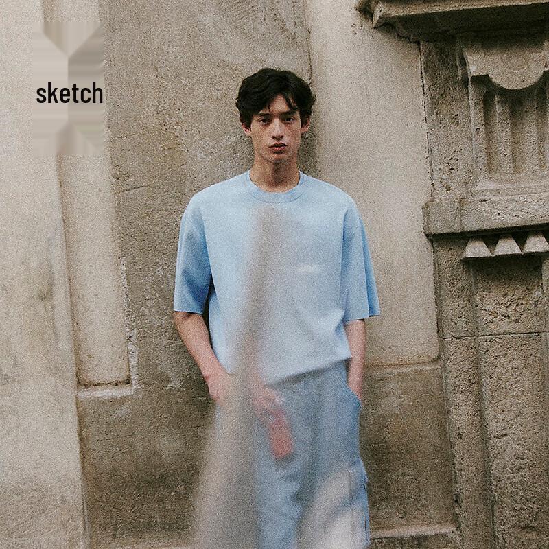 CROQUIS Мужская трикотажная футболка свободного кроя с круглым вырезом и коротким рукавом