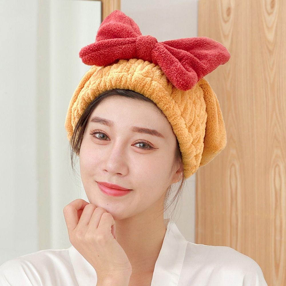 Absorbent Dry Hair Towel Thick Head Scarf Bowknot Bath Towels  Adult