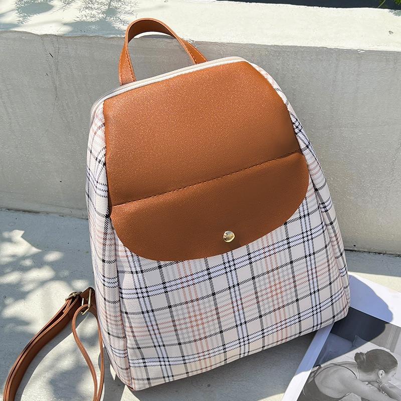 Plaid Backpack Student Backpack Outdoor Large Capacity Backpack