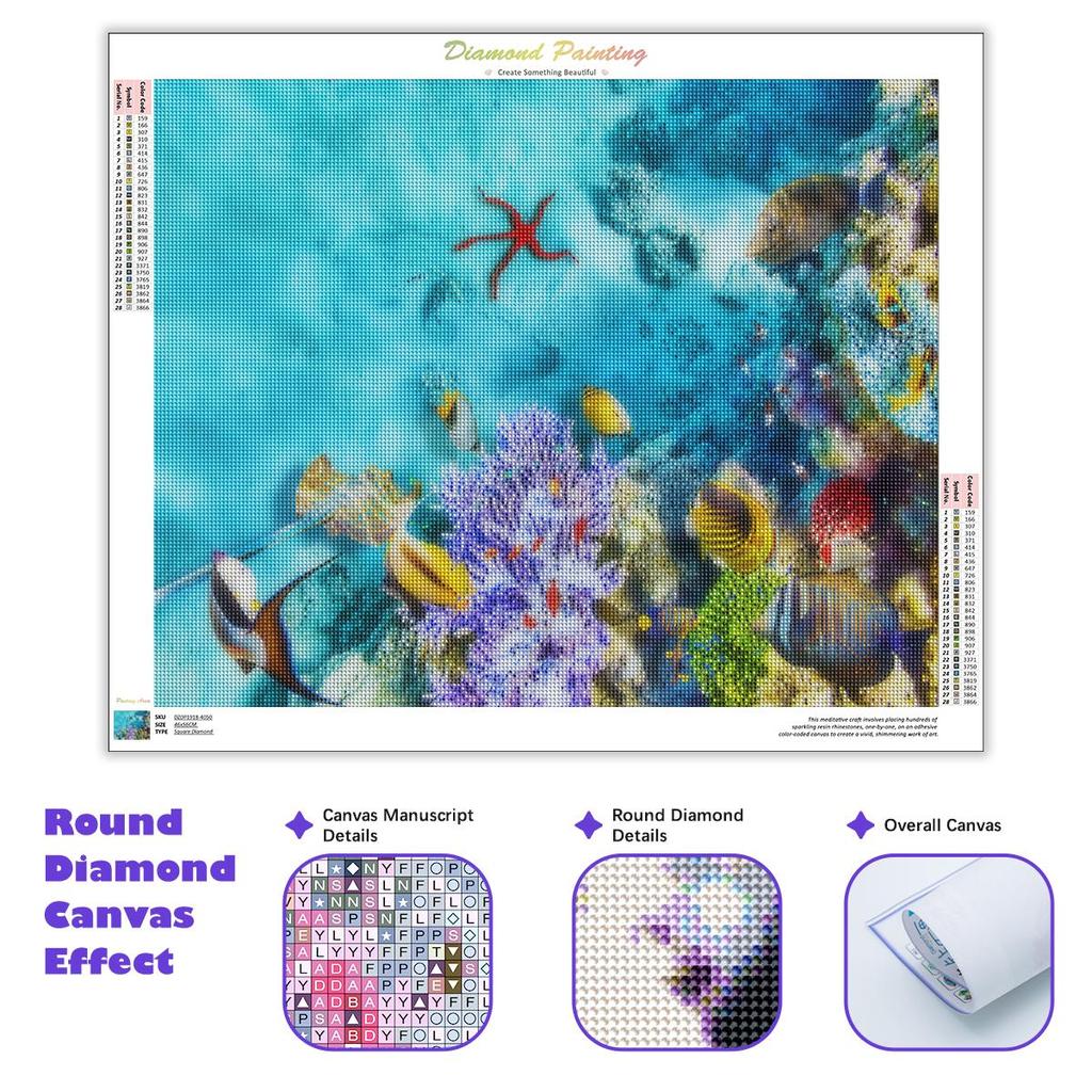 5D алмазная живопись рыба животное полная круглая вышивка Приморская картина из горного хрусталя мозаика домашний декор 30x40 см/12x16 дюймов