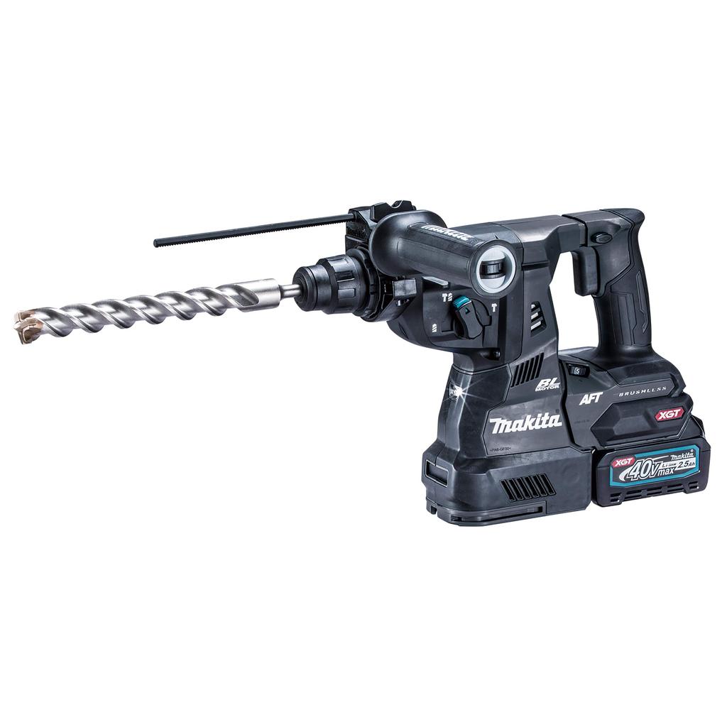 Makita Cordless Hammer 40V 28mm with Battery HR001GRDXB Drill, Max, (Chipping Capable), SDS+, Charger, Black,