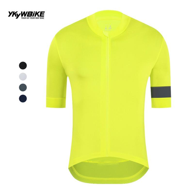 Mens Cycling Jersey With YKK Reverse Tooth Zipper Breathable Quick-Dry Short Sleeve Road Bike Riding