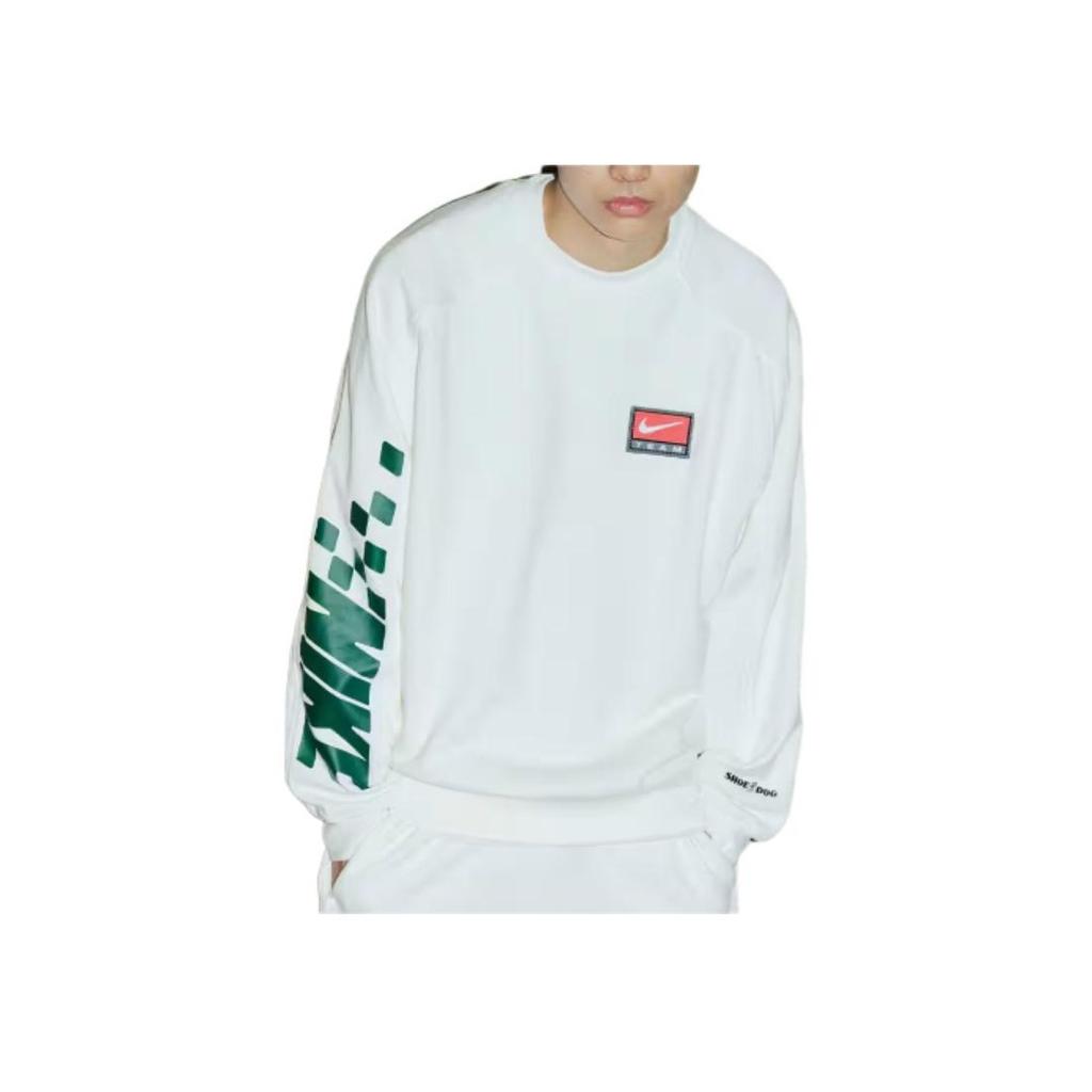 Nike Свитшот с вышитыми буквами и микрологотипом, с круглым вырезом, с длинным рукавом, мужская толстовка, белая FB7261-133