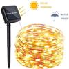 Solar Powered 200-LED Copper Wire String Lights, 20m Waterproof for Outdoor Garden and Courtyard