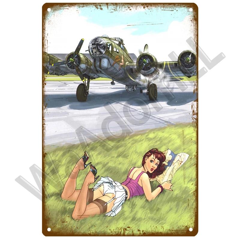 Металлическая табличка с самолетом, ретро жестяная вывеска, истребитель, реактивный самолет, винтажная металлическая табличка, живопись, украшение для гостиной, дома, стены, декор