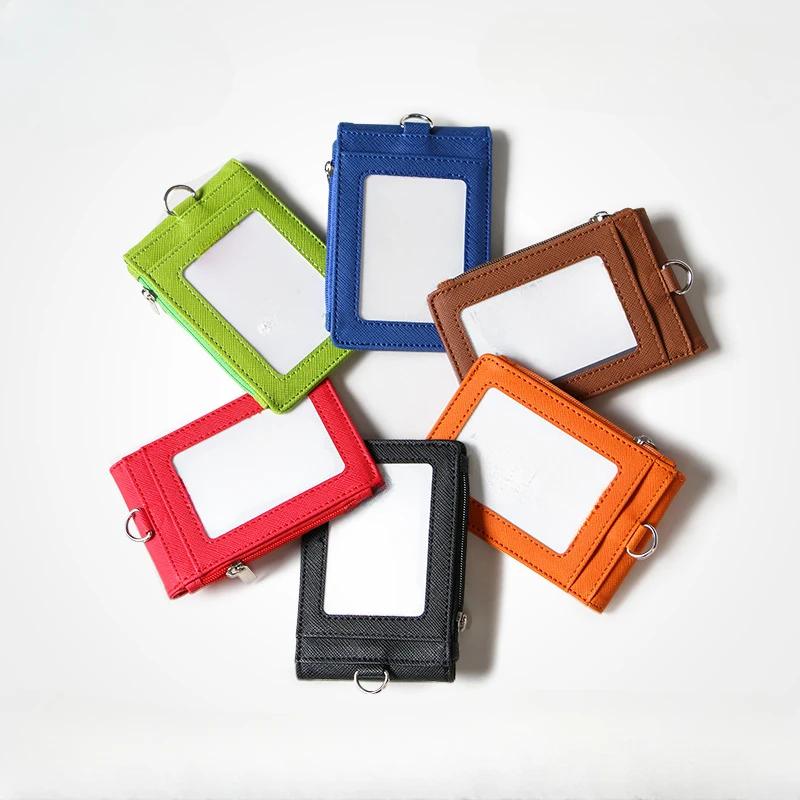 Retractable Neck Strap Lanyards Bank Card Cover Name Badge Holder Business Zipper Card Case Wallet Work Card Holder Case