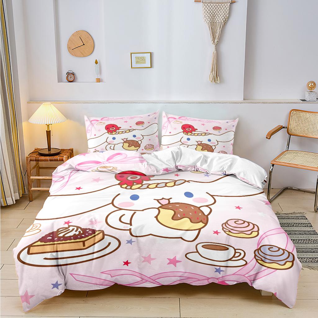 Sanrio Cinnamoroll Kuromi Комплекты постельного белья Мультяжное одеяло Покрывало на кровать Пододеяльник Наволочка Наборы из 2-3 предметов для детей и взрослых