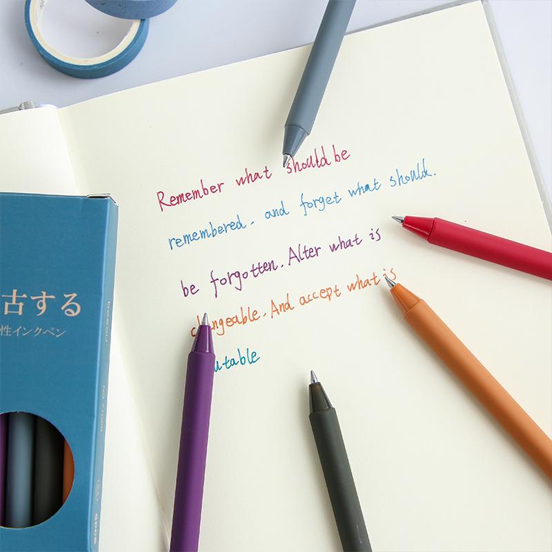 5 шт. набор цветных ручек в стиле ретро, треугольный корпус, винтажные фиолетовые, серые, коричневые гелевые ручки для маркеров, лайнера, офисные школьные принадлежности A6727