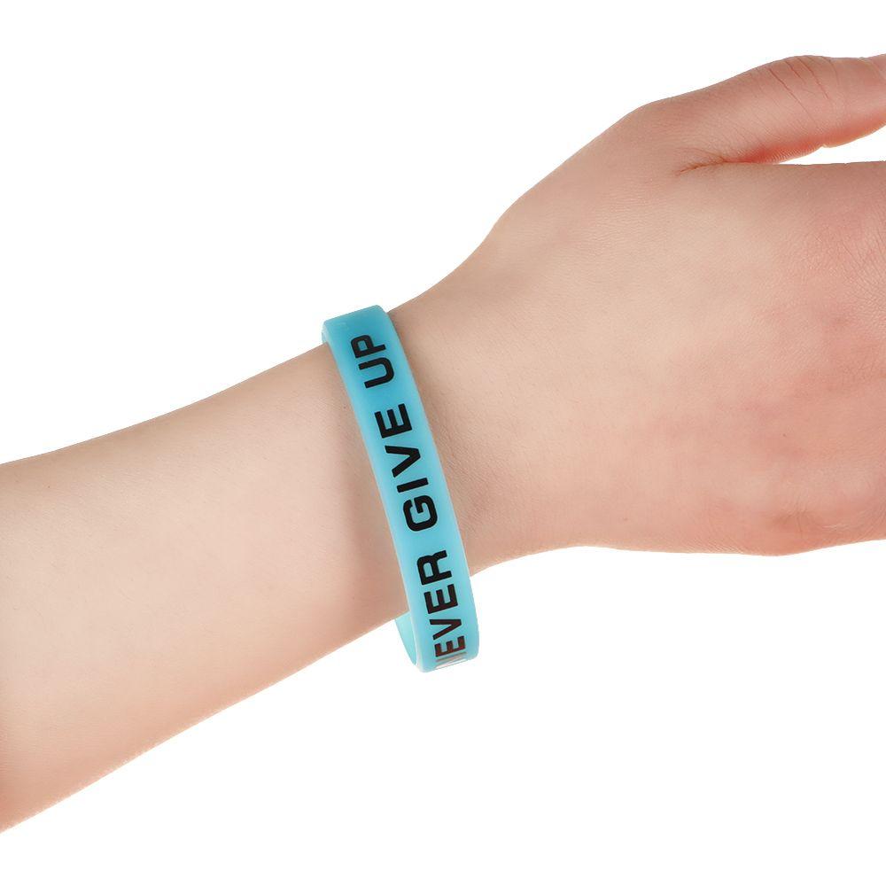 Silicone Wristband Friendship Men Women Never Give Up Luminous Rubber Bracelet Sport Cuff Bangle