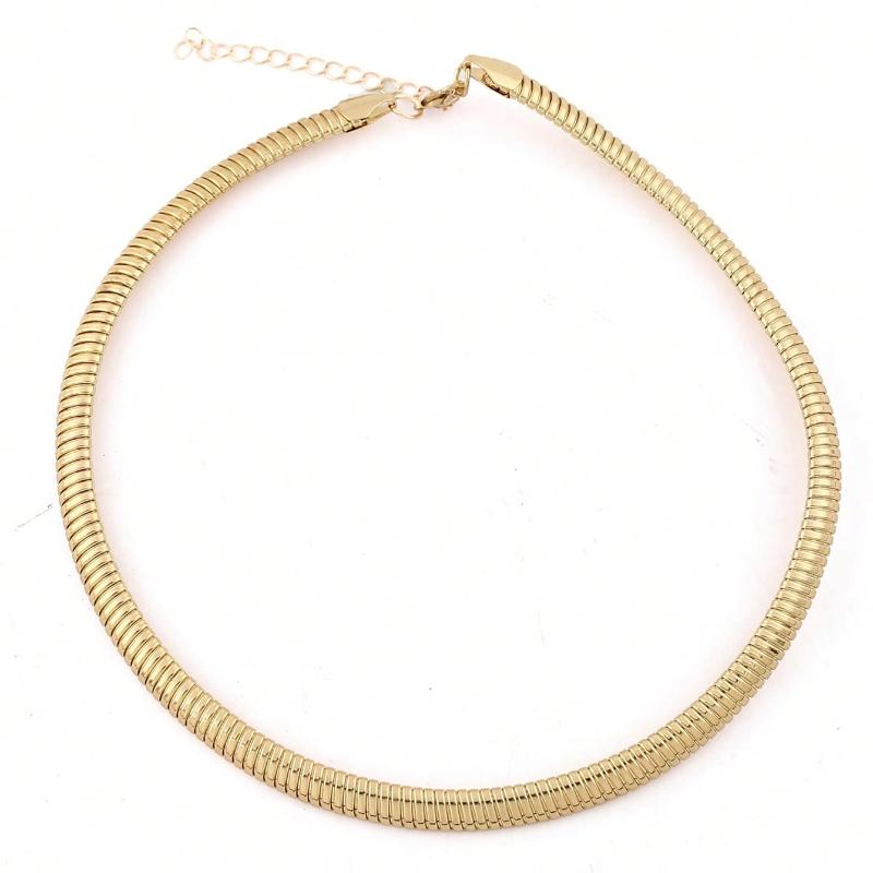 1pc Titanium Steel Exaggerated Threaded Elastic Metal Necklace Choker