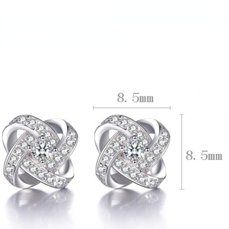 Womens Vintage Korean Fashion Elegant Anti-allergy 925 Silver Plated Eternal Heart Ear Stud Earrings Female Ear Jewelry Christmas Gifts