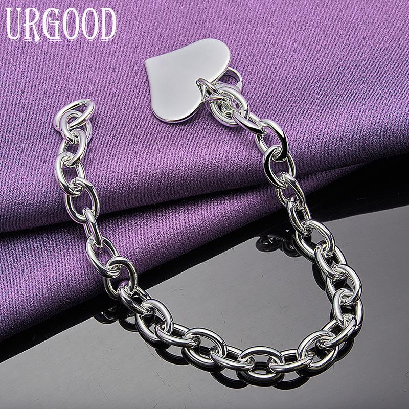 925 Pure Silver Heart Bracelet Party Gift Jewelry