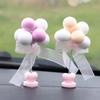 Car Ornaments Nodding Balloon Car Dashboard Decor Spring Shaking Head Toys Bobblehead Pink Car Accessory For Women Girls Gifts
