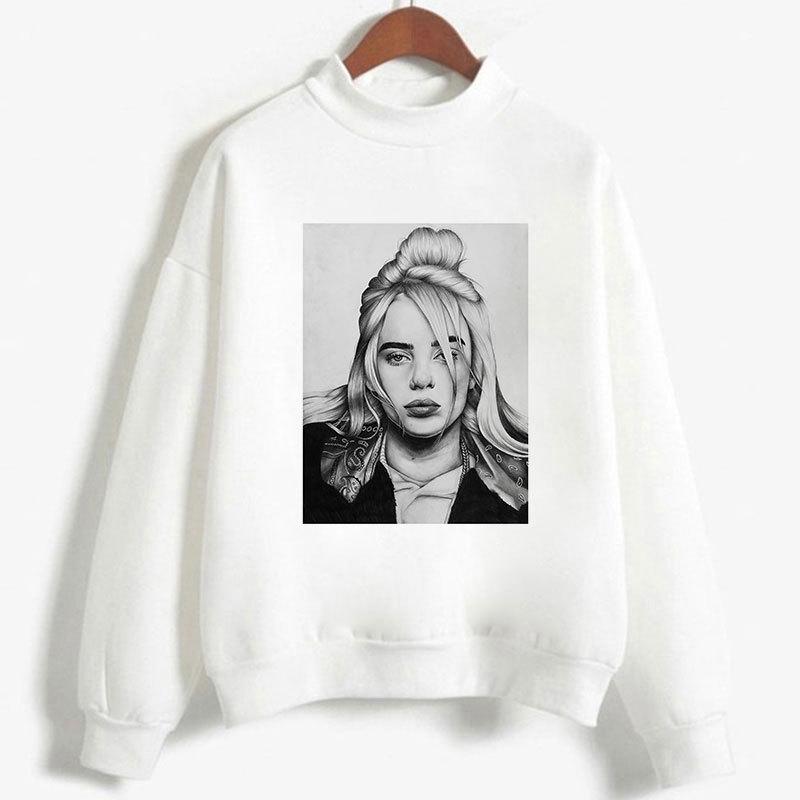 Женская толстовка Billie Eilish с капюшоном, однотонная, с длинным рукавом, свободная водолазка с капюшоном и надписью