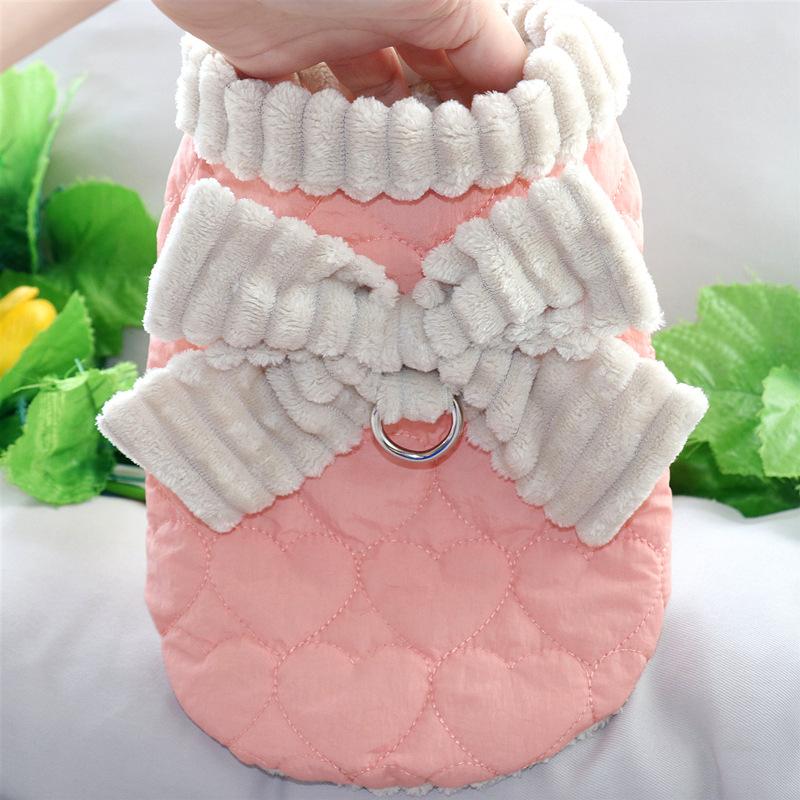Pet cotton clothes Teddy Bichon Pomeranian small dog dog clothes Yorkshire cat autumn and winter clothes can be pulled in winter