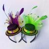Карнавальный обруч с перьями Ирландская фетровая шляпа для вечеринки Фиолетовый, фиолетовый, желтый и зеленый обруч для волос Украшение для волос