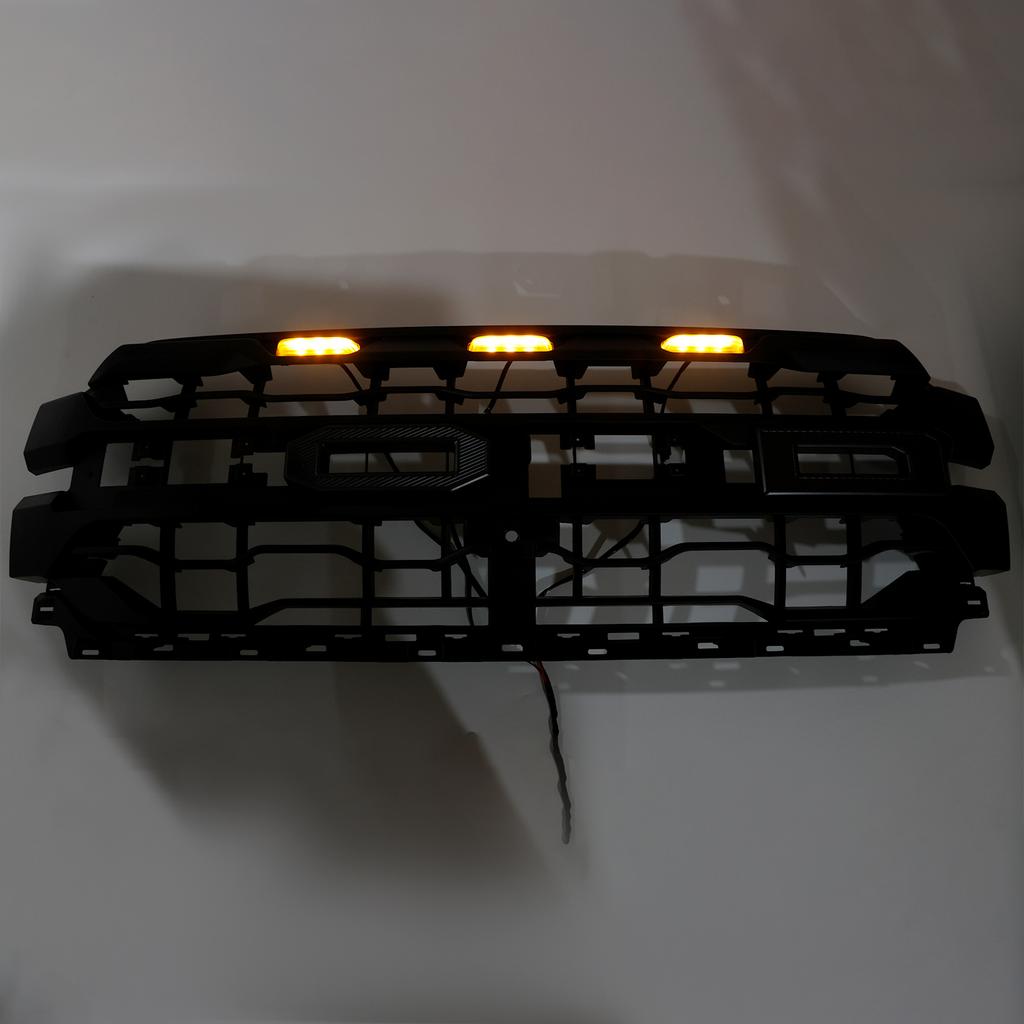 Black Front Bumper Grille Grill Fit Ford F150 2024+ With LED