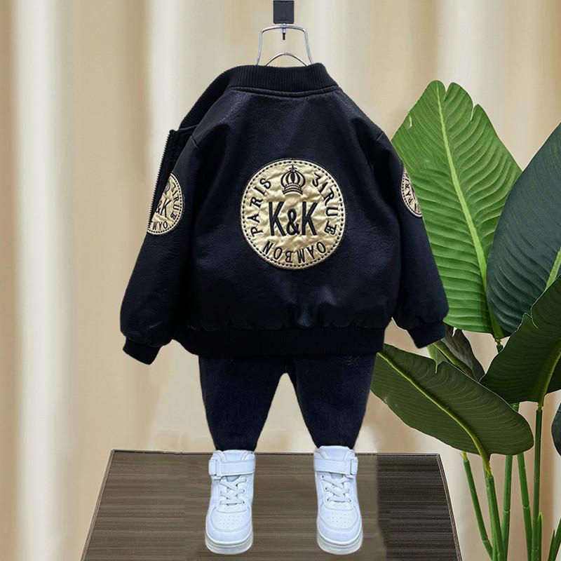 Весенняя куртка из искусственной кожи для мальчиков, верхняя одежда для малышей, детская одежда, детская одежда, куртка из искусственной кожи на молнии, пальто