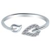 Adjustable Hollow Heart Leaf Rhinestone Opening Finger Ring Women Jewelry